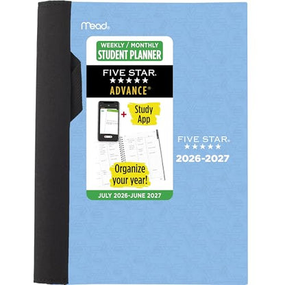 Five Star Planner 2026-2027 Weekly & Monthly Academic 12-Month July-June Advance Student Planner + Study App, 5-1/2" x 8-1/2", Blue (CAW45920) - color: Blue, size: Half Letter (5.5 x 8.5 inches), style: 2026-2027