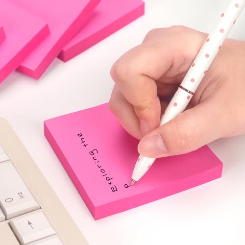 Sticky Notes 3x3 Self-Stick Notes Pads with 6 Bright Colors, Easy to Post for Office, Shool, Home, 6 Pads/Pack, 100 Sheets/Pad (Red) - color: Red