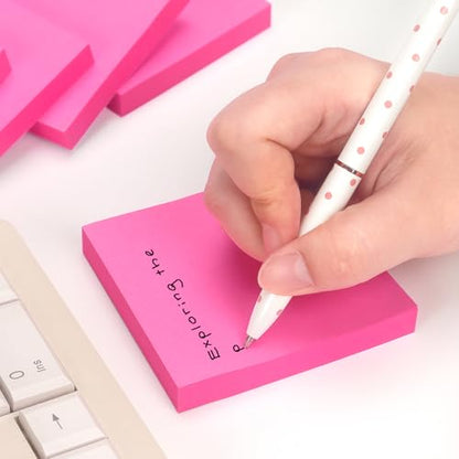 Sticky Notes 3x3 Self-Stick Notes Pads with 6 Bright Colors, Easy to Post for Office, Shool, Home, 6 Pads/Pack, 100 Sheets/Pad (Red) - color: Red
