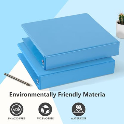 ViVin Sturdy 1.5 Inch 3 Ring Binder with Pockets, Slant-D Ring, PVC-Free, Customizable Clear View Binder,Holds 350 Sheets of 8.5" x 11" Paper, 6 Pack (Light Blue) - color: Light Blue, size: 1.5 Inch