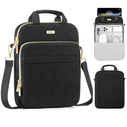 MoKo 9-11 Inch Puffer Tablet Sleeve Bag for New 11-inch iPad Air M4 2026 & iPadPro M5, iPad 10th/Air 5/4th 10.9, 7/8/9th 10.2, 360° Edge Protection Puffy Bag with Handle & Shoulder Strap, Black - color: Black, size: 9-11 Inch