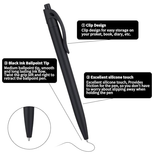 Black Pens Bulk 100 Pack Retractable Click Pens 1mm Smooth Writing 5 Colors | These Black Pens Bulk offer reliable click pens with smooth 1.0mm ink. Durable plastic and rubber grip ensure comfort.