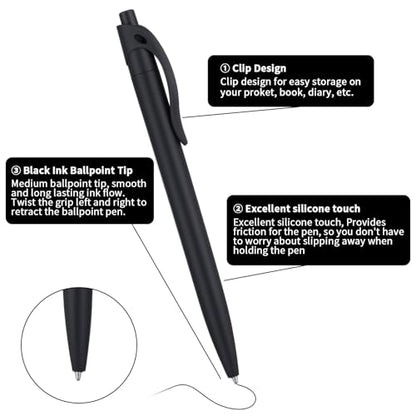 Black Pens Bulk 100 Pack Retractable Click Pens 1mm Smooth Writing 5 Colors | These Black Pens Bulk offer reliable click pens with smooth 1.0mm ink. Durable plastic and rubber grip ensure comfort.