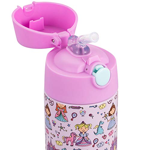 Snug Insulated Kids Water Bottle with Straw & Spout – Double-Wall Stainless Steel, Leakproof, Easy-Flip Lid – For School, Travel, Toddlers & Big Kids - Princess, 17oz - color: Princess, size: 16.9 Ounces