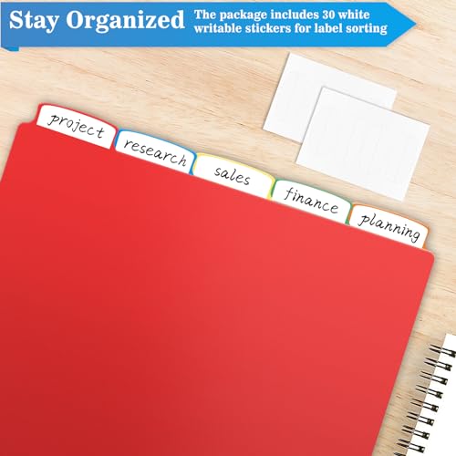 V-Opitos 12 Set 5-tab Index Dividers for 3 Ring Binders, Bulk Plastic Multicolor Dividers with 3 Holes Punched, Ideal School & Office Supplies