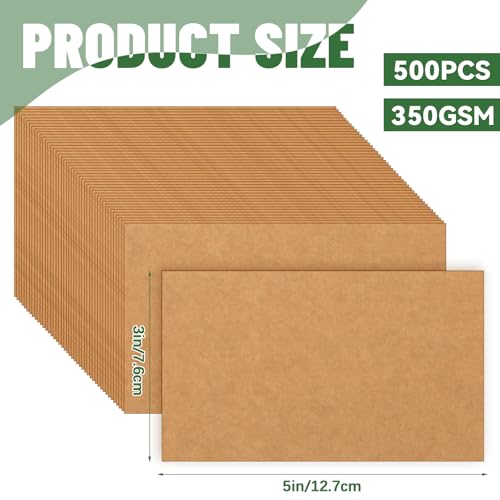 Bercoor 500 Pack Blank 3 x 5 Inch Index Cards, Heavy Study Cards, Note Cards for Office, School Learning, Kraft Paper