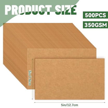 Bercoor 500 Pack Blank 3 x 5 Inch Index Cards, Heavy Study Cards, Note Cards for Office, School Learning, Kraft Paper