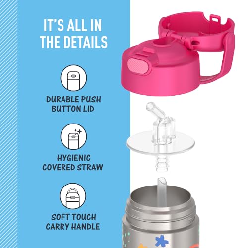 THERMOS FUNTAINER Water Bottle with Straw - 12 Ounce - Kids Stainless Steel Vacuum Insulated Water Bottle with Lid, Peppa Pig - color: Peppa Pig