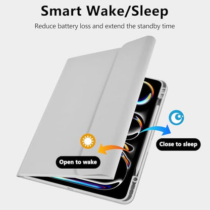 aMZCaSE for iPad Pro 13 inch Case with Keyboard (M5/M4) 2025/2024, for iPad Pro 13 Keyboard with Magnetic Detachable Folio Slim Cover, Smart Sleep/Wake, Pencil Holder, Gray - color: Gray