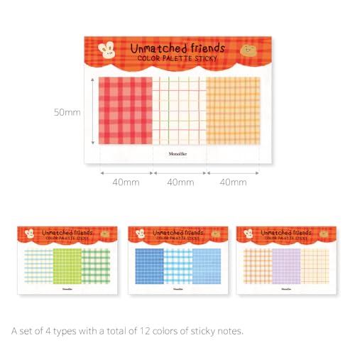 Monolike Color Palette Sticky Unmatched Friends B Set 4p - Self-Adhesive Memo Pad 30 Sheets - color: Unmatched Friends B Set
