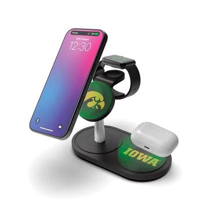 SOAR Collegiate 3-in-1 Wireless Charging Station - color: Iowa Hawkeyes