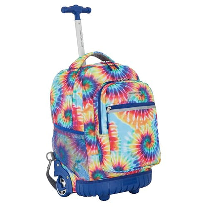 Travelers Club 4 Piece Rolling Backpack Set With Accessories, Tie Dye - color: Tie Dye