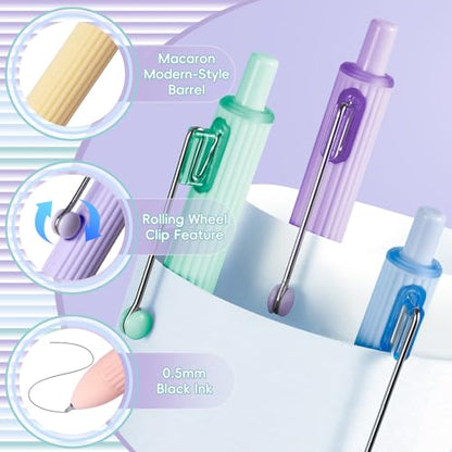 YOXMJDB Gel Pens, 5 Pcs 0.5mm Black Ink Fine Point Pens Quick-Drying Retractable Pens with Diamond-Shaped Barrel, Smooth Writing Pens for Journaling & Note Taking (5 Pcs Z5 Macaron) - color: 5 Pcs Z5 Macaron