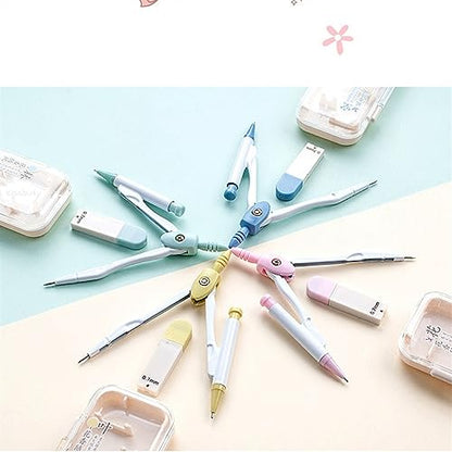 Compass Set Metal Drawing Compass with 0.7mm Lead Refill Math Geometry Tools Circles School Supplies Cute Stationery Set Students Math Geometry Kit Set (Color : D)