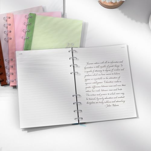 CAGIE Discbound Notebook - Customizable Notebooks 7 x 10 inch with Removable Pages 100 gsm, B5 Notebook for School with Poly Cover, 100 Pages Discbound Planner Wide Ruled, Pink - color: Pink, size: B5