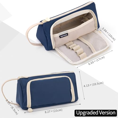EASTHILL Big Capacity Pencil Case Pouch Pen Case Simple Stationery Bag School College Office Organizer for Teens Girls Adults Student - color: Navy XW