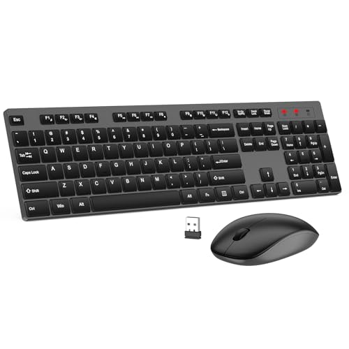 Wireless Keyboard and Mouse Combo, EDJO Silent Full Size Cordless USB Keyboard Mouse, 2.4GHz Lag-Free, Long Battery Life, for Computer, Laptop, PC, Chromebook, Windows (Grey, 1 Pack) - color: Grey, size: 1 Pack