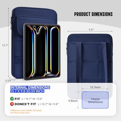 11-12.4 Inch Puffy Tablet Sleeve Bag for iPad A16 2025,iPad Air 11 inch M4 M3 M2 / Pro 11 inch M4 with Magic Keyboard, Samsung Galaxy Tab S10+, S9+, S9 FE+,S8+ 12.4" Fluffy Tablet Shoulder Bag(Blue) - color: Navy Blue