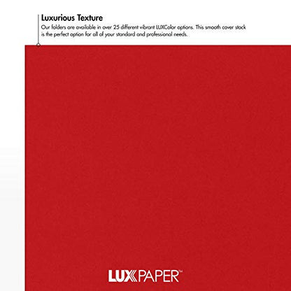LUXPaper 9" x 12" Presentation Folders | Two Pocket | Ruby Red | 100lb. Cover | 10 Qty - color: Ruby Red