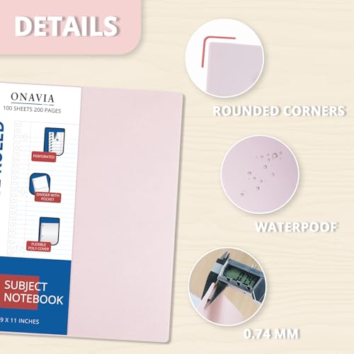 ONAVIA 1 Subject Spiral Notebook College Ruled 3 Pack, 200 Pages, Assorted | ONAVIA 1 Subject Spiral Notebook College Ruled 3 Pack, 200 Pages, Assorted