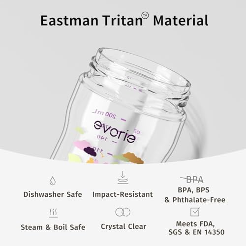 Evorie Tritan Weighted Straw Cup Baby Training Cup, Spill Proof, 7 Oz, 6M+ | BPA & BPS-Free, First learning cup, 360° drinking, Dishwasher safe, Durable Sippy Cup, Daydream - color: Daydream