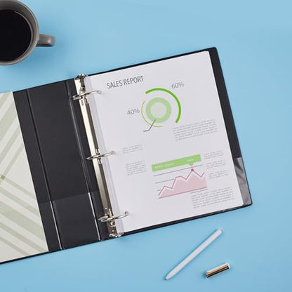 Avery Standard 3 Ring Binder, 2" Round Rings, 375-Sheet Capacity, 2.8 Inch Wide Spine, 1 Black Binder, Ideal for Lightweight Organization and Occasional Referencing (03501) - size: 2"