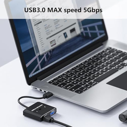 USB 3.0 Switch Selector Bi-Directional, 2-in-1 Out / 1-in-2 Out USB Switcher for 2 Computers Share Devices for Printer Scanner Keyboard Mouse, Aluminum Shell, Plug and Play, High-Speed 5Gbps - color: Space-Black Switcher