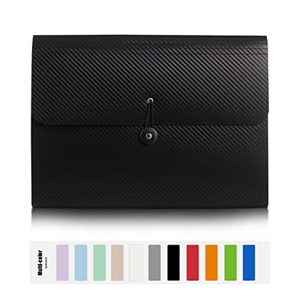 Expanding File Folder File Organizer with 13 Pockets Great Capacity Durable for Work, School, Home, Office, Black - color: 1pcs-black