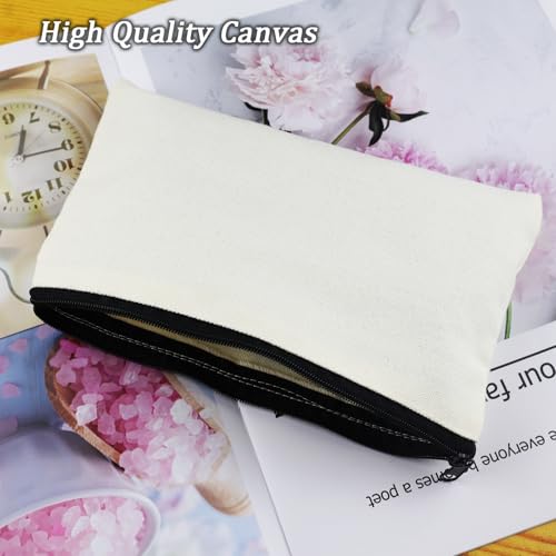 10PCS Blank DIY Canvas Zipper Bags Pencil Case Pouch Makeup Bags Bulk，6.9×9Inch Large-Capacity Multi-Purpose Toiletry Bag Portable Travel Storage Bag - color: 10pcs Beige Pencil Case