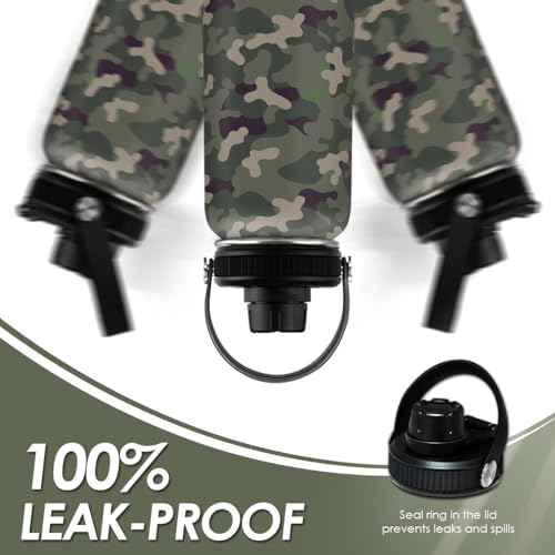 Camouflage Insulated Stainless Steel Water Bottle 32oz, Vacuum Chug Lid Travel Tumbler for Men Friends Dads Grandpa, Birthday Christmas Fathers Day (Woodland Camo) - color: Camouflage 3