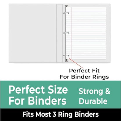 Rosmonde Bulk 3600 Sheets Loose Leaf Binder Filler Paper, Wide Ruled, Bulk Notebook Paper, 8 x 10.5", Loose Leaf Sheets, 3 Hole Punched, 24 Pack, 150 Sheets/Pack, Filler Papers, White - color: Wide Ruled, size: 24 Pack (3600 Sheets)