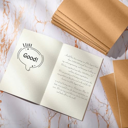 Mimorou 100 Pcs Journals Notebooks Bulk - Kraft Softcover A5 Small Notebooks 5.5 Inch x 8.3 Inch Notepads with 60 Page 30 Sheet for Writing Sketch Travel Office Supplies(Brown,Dot) - color: Brown, style: Dot