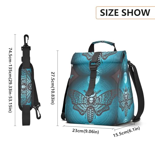 MNSRUU Insulated Lunch Bags Women Men, Skull Butterfly Portable Reusable Thermal Meal Tote Cooler Bag Organizer, Adjustable Shoulder Strap, Handle - color: Butterfly 137