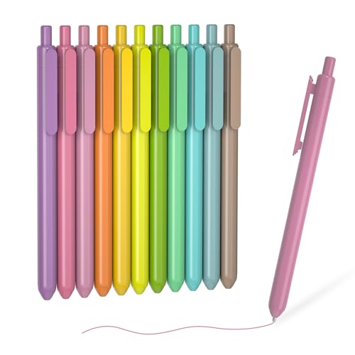Shuttle Art Colored Retractable Gel Pens, 11 Vintage Ink Colors, Cute Pens 0.7mm Medium Point Quick Drying for Writing Drawing Journaling Note Taking School Office Home - color: 11 Light Vintage