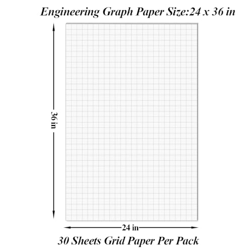 (2-Pack) Graph Paper Pad - 36" x 24" Large Graph Paper, 60 Sheets/120 Pages, 4"x4" Ruled Grid Paper for Engineer Architect Designer Mathematician Draftsmen Sketch House Commercial - size: 2-Pack, style: 24" x 36"