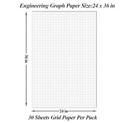 (2-Pack) Graph Paper Pad - 36" x 24" Large Graph Paper, 60 Sheets/120 Pages, 4"x4" Ruled Grid Paper for Engineer Architect Designer Mathematician Draftsmen Sketch House Commercial - size: 2-Pack, style: 24" x 36"