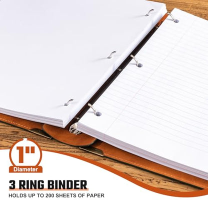 Ovesmusl PU Leather Mini 3 Ring Binder Fits 5.5" X 8.5" A5 Paper, 1 Inch Round Ring Binder Holds 200 Sheets, Notepad Paper Cover Loose Leaf Organizer, Green Tree of Life - color: Green Tree, size: 1" Ring (5.5"x8.5")