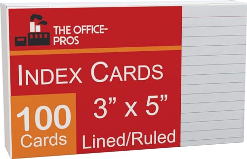 Index Ruled Cards, 100 Pack, 3x5 Index Cards, Ruled On Front, White - 1 Pack Of 100 Cards - Ruled - style: Ruled - 3 x 5
