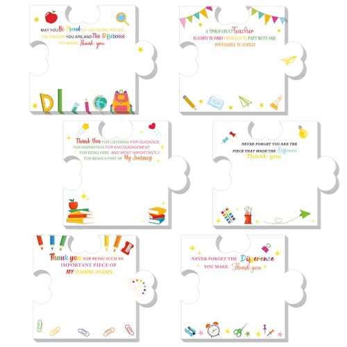 Yinder 24 Pads Back to School Teacher Gifts Sticky Notes Puzzle Shape Sticky Notes Pads Bulk Cartoon Self Adhesive Thank You Gifts for Teachers End of Year Graduation Office School Tab Party Supplies - style: Teacher