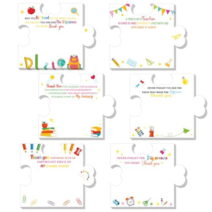 Yinder 24 Pads Back to School Teacher Gifts Sticky Notes Puzzle Shape Sticky Notes Pads Bulk Cartoon Self Adhesive Thank You Gifts for Teachers End of Year Graduation Office School Tab Party Supplies - style: Teacher
