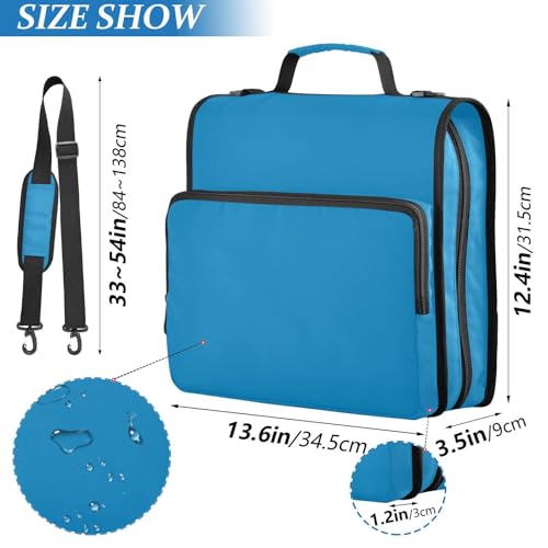 3 Rings Organizer Binder with Handle and Removable Shoulder Strap Waterproof Portfolio Binder for School Blue - color: Blue