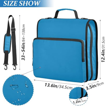 3 Rings Organizer Binder with Handle and Removable Shoulder Strap Waterproof Portfolio Binder for School Blue - color: Blue