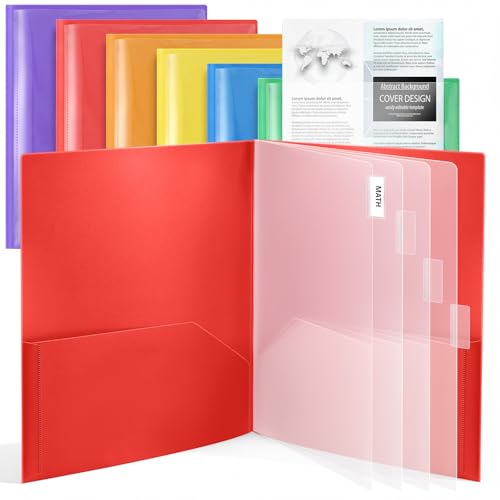 Colarr 6 Pcs Plastic Multi Pocket Folders Bulk Heavy Duty Folders, Paper Document Project Organizer for Back to School, School Supplies, Classroom, Office Home(10 Pockets with Tabs,Multicolors) - color: Multicolors, style: 10 Pockets with Tabs