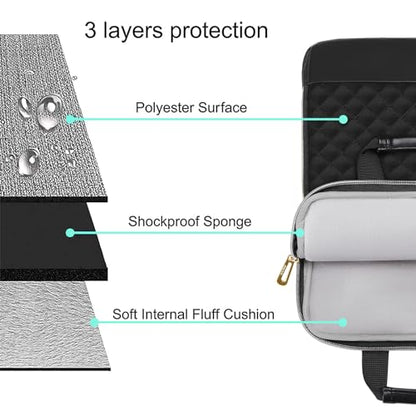 MOSISO 9-11 inch Tablet Sleeve Bag for iPad A16 2025, iPad Air 11 inch M3 M2, iPad Pro 11 M4, iPad 10/9/8/7th, Galaxy Tab A9+/S9/S8/Plus 11, Square Quilted Carrying Case with 2 Pockets, Black - color: Black, size: 11 inch