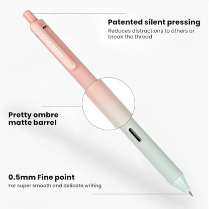 WRITECH Gel Pens Fine Point: 0.5mm Black Ink Retractable 4ct Smooth Writing No Bleed with Aesthetic Gradient Color Pen Barrel for Journaling Note Taking Sketching - color: 4 Pcs Gradient Black Ink