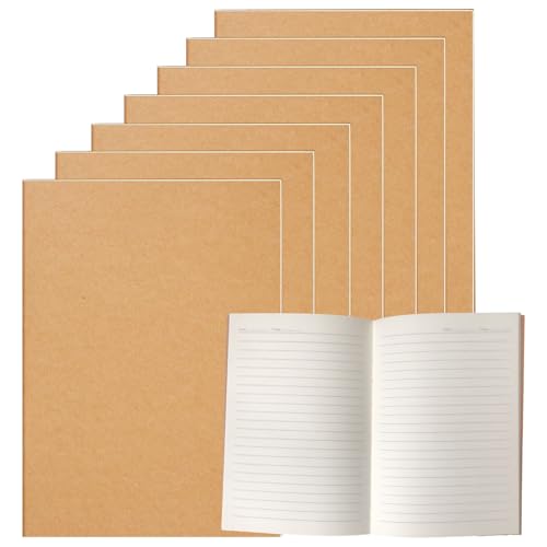 Homjoy 7 Pack Kraft Paper Notebook Journals A5 Journal Softcover Ruled Lined Journals Notebooks Bulk for Kids Student Writing Sketch Travel Journal Office