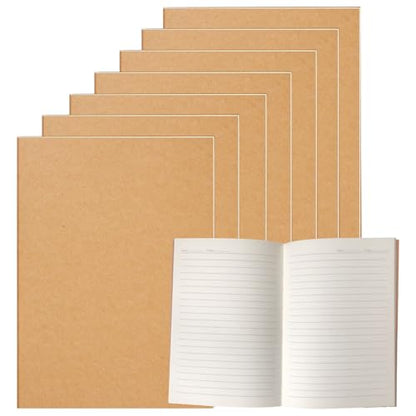 Homjoy 7 Pack Kraft Paper Notebook Journals A5 Journal Softcover Ruled Lined Journals Notebooks Bulk for Kids Student Writing Sketch Travel Journal Office