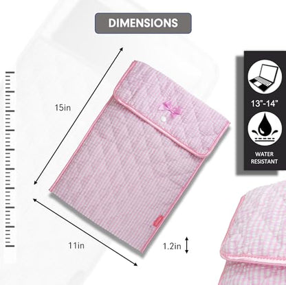 Sonix | Quilted Laptop Sleeve | 13-14 Inch, Quilted Soft Comfy Laptop Carrying Case, Computer Sleeve | Seersucker Pink (13" - 14") - color: Seersucker Pink