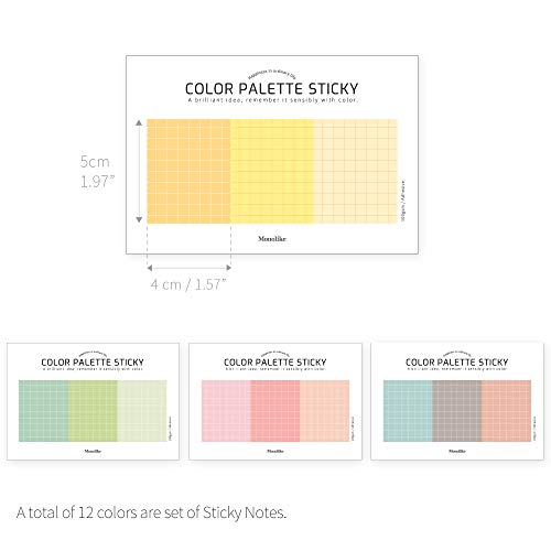 Monolike Color Palette Sticky Grid 300 C Set 4p - Self-Adhesive Memo Pad 30 Sheets - color: Grid 300 C