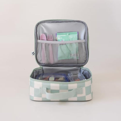 Tiny Twinkle Insulated Lunch Box for Girls and Boys | Durable and Reusable for School & Travel | Ages 3 and Up | Waterproof and Easy to Clean | PFAs and BPA Free（Sage Checkers） - color: Sage Checkers